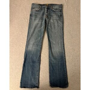 7 For All Mankind Jeans Women's Size 31 Medium Wash Faded Denim Blue Bootcut Y2k